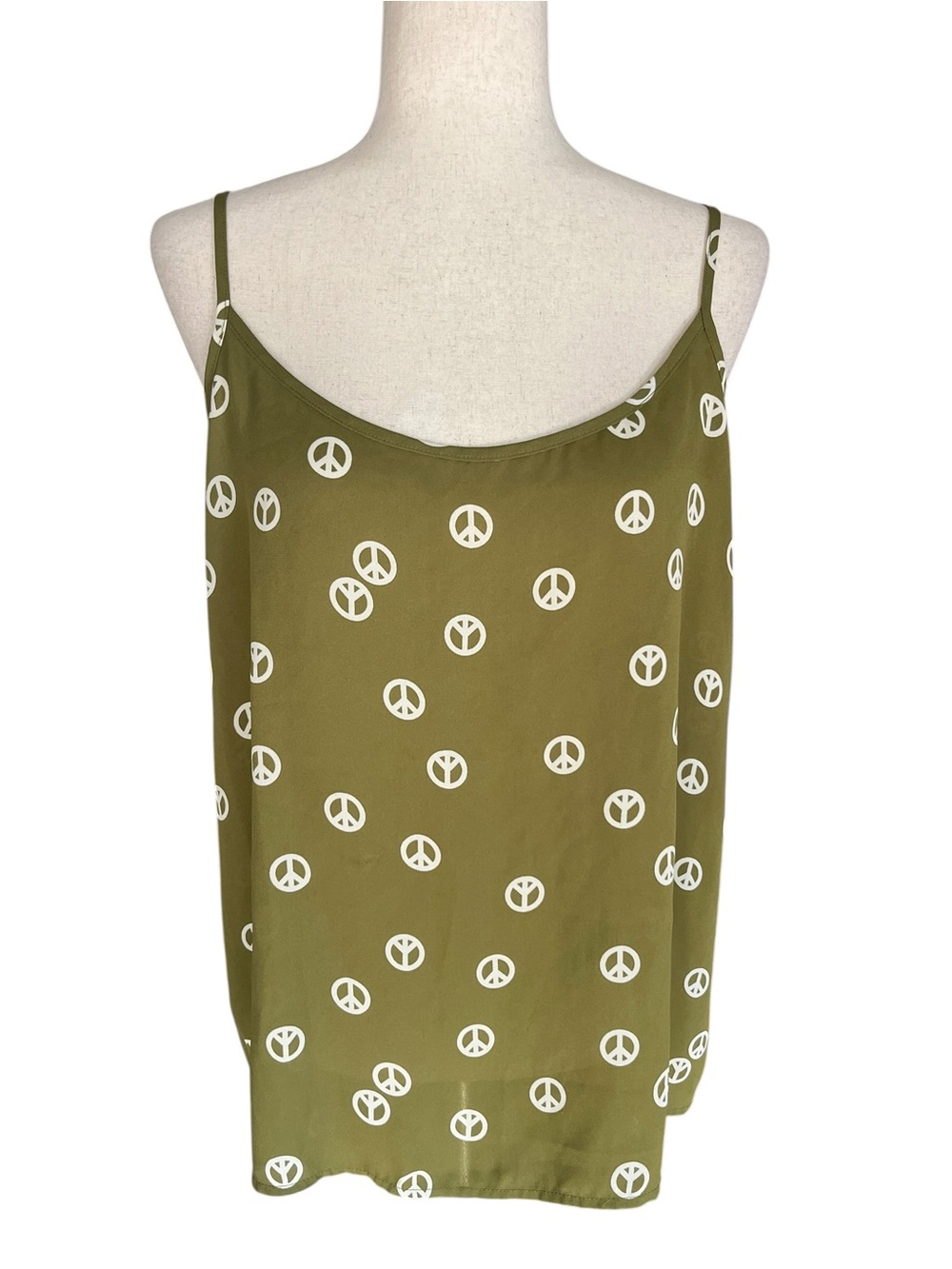 ModCloth Olive Green Peace Print Cami Top